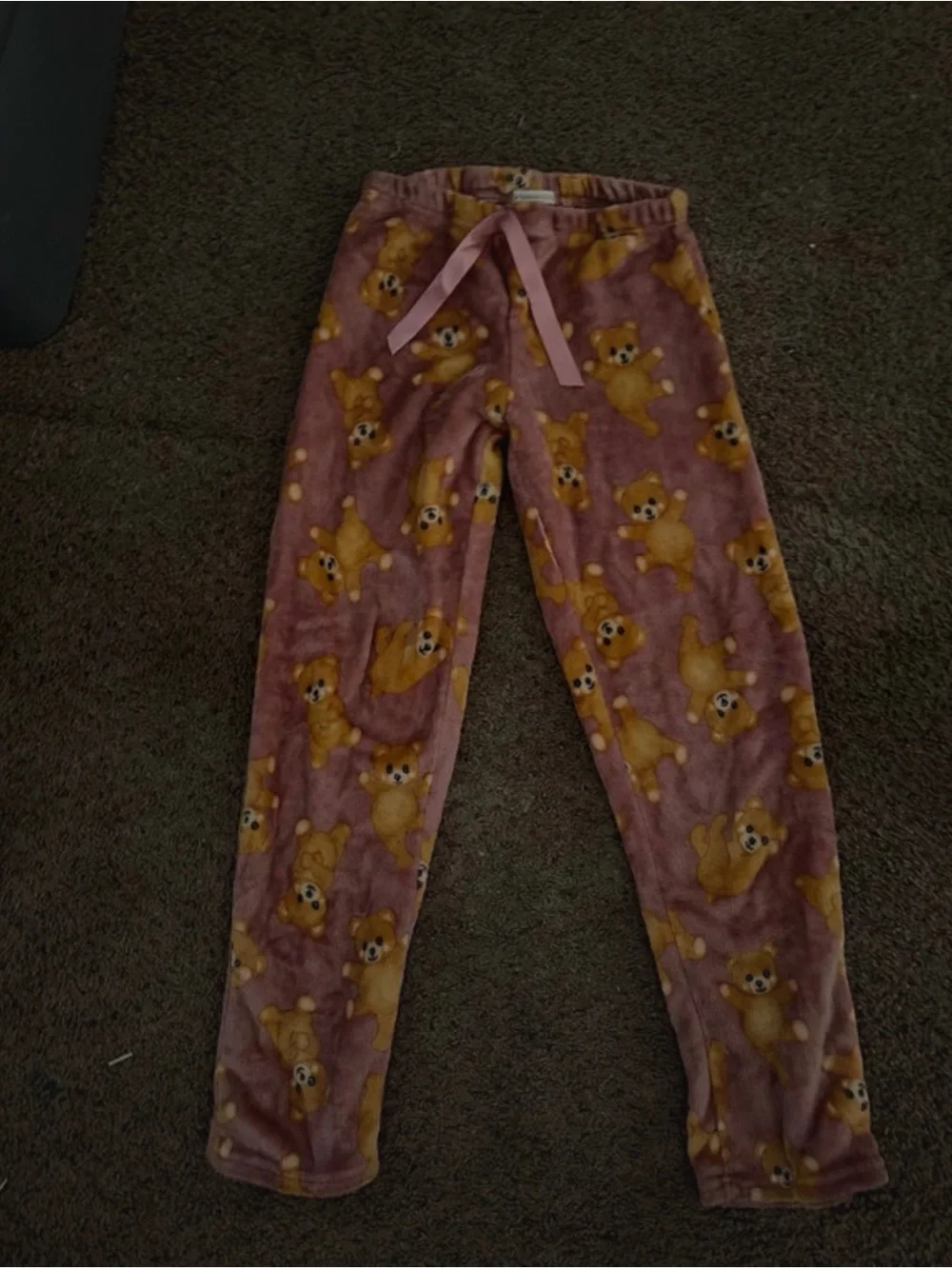 Black Teddy Bear Print Fleece Joggers
